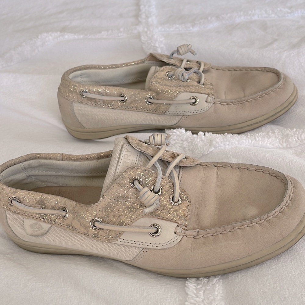Sperry Top-Sider Gold Snakeskin Boat Loafer 7.5